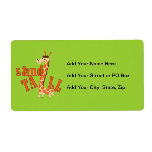 Etiqueta Soporte de la jirafa alto (Frente)