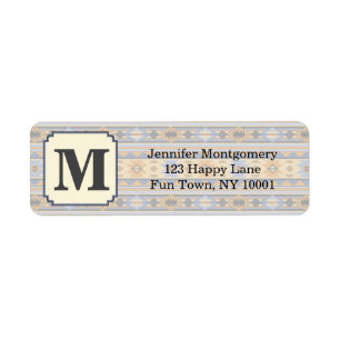 Etiqueta Southwest Design Gold Blue Gray Tribal Pattern