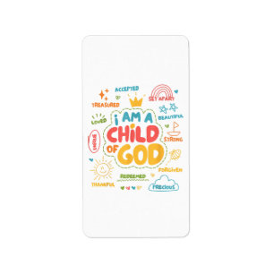 Etiqueta Soy un hijo de Dios Retro Cristiano Jesús Fe De