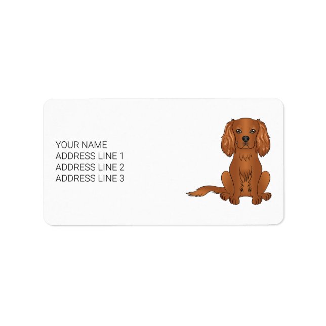 Etiqueta Spaniel de Cavalier King Charles rubí & Texto (Frente)
