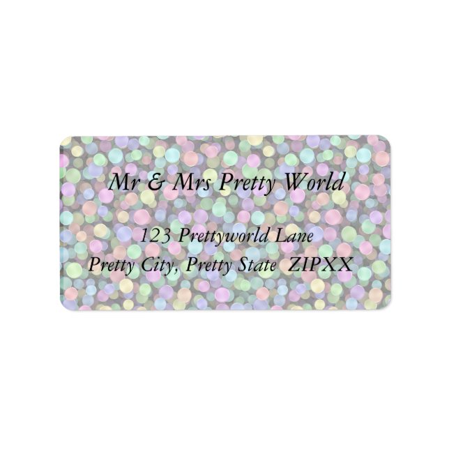 Etiqueta Sparkling Rainbow Polka Dots (Frente)