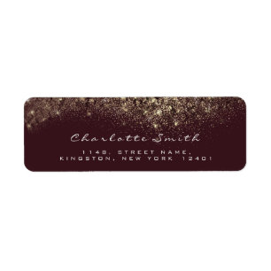 Etiqueta Sparkly Gold Sepia Confetti Burgundy RSVP