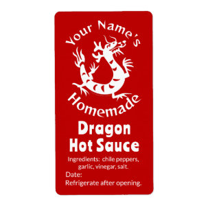 Etiqueta Spicy Dragon Tu Nombre AsianChili Personalizado Ho