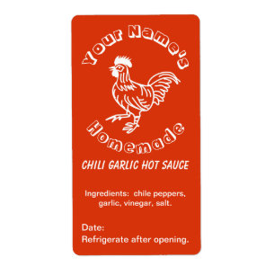 Etiqueta Spicy Rooster Personalizado Hot Sauce Labels Chili