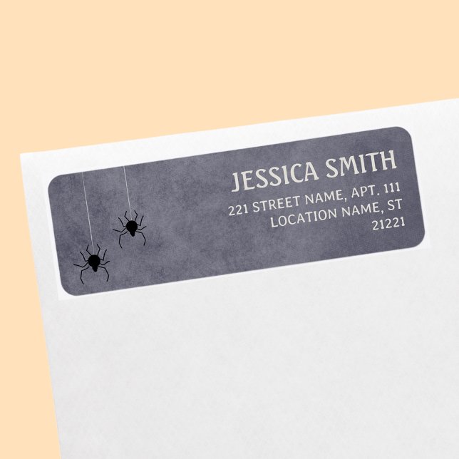 Etiqueta Spids Gray Halloween dirección de retorno de Baby  (Spiders Gray Halloween Baby Shower Return Address Label
)