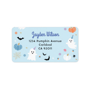 Etiqueta Spooky One Ghost Halloween Birday Return Address