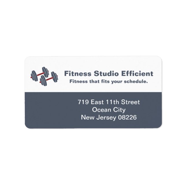 Etiqueta Sport Studio Tagline Dumbbell Grey White Address (Frente)