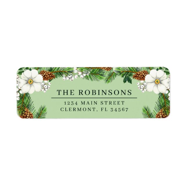 Etiqueta Spruce Sprigs and Winter Berries Label (Frente)