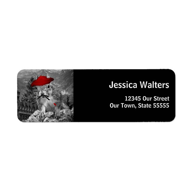 Etiqueta Squirrel Lover Divertida Dirección de Artista (Frente)