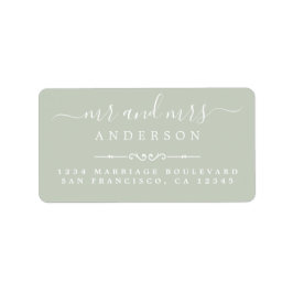 Etiqueta Sr. Mrs Script Pastel Green Boda Return Address
