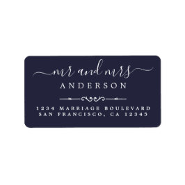 Etiqueta Sr. Script Dark Blue Boda Return Address