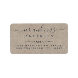 Etiqueta Sr. Script Kraft Dirección de devolución del Boda 