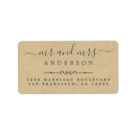 Etiqueta Sr. Script Kraft Dirección de devolución del Boda 