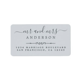 Etiqueta Sr. Script Pastel Blue Boda Dirección de devolució