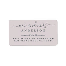 Etiqueta Sr. Script Pastel Boda púrpura Dirección de devolu