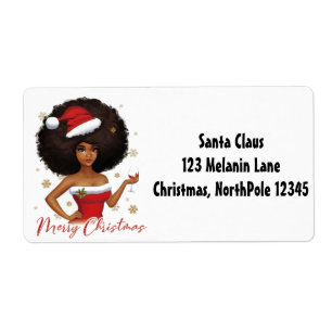 Etiqueta Sra. Black Santa Melanin Navidades Claus Men