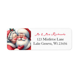Etiqueta Sra. Clause Kissing Santa Cute Navidades