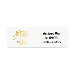 Etiqueta Sra. Futura Faux Pan de Oro Moderno Guion Chic