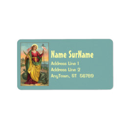 Etiqueta St. Margaret con un cartel de dragón y resurrecció