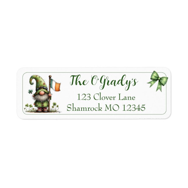 Etiqueta St. Patrick’s Day Gnome (Frente)