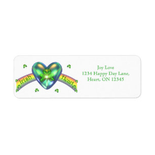 Etiqueta St. Patricks Day Irlandés Shamrock Heart