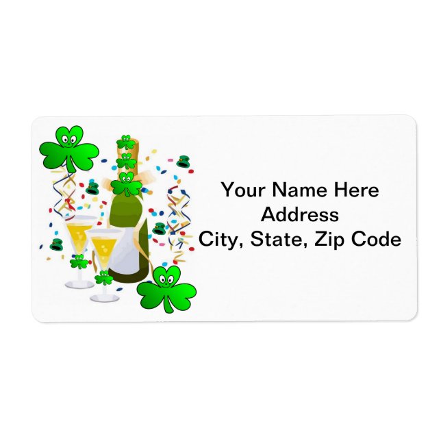 Etiqueta St. Patrick's Day Labels Clover Wine (Frente)