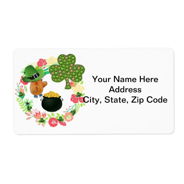 Etiqueta St. Patrick's Day Labels Teddy Bear (Frente)