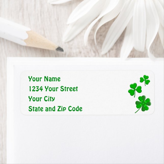 Etiqueta St Patrick's Lucky Shamrock Personalized Address (In situ)