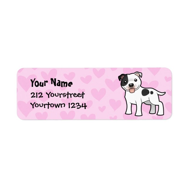 Etiqueta Staffordshire Bull Terrier Love (Frente)