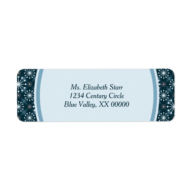 Etiqueta Starburst and Lines Mid Century Pattern Blue (Frente)