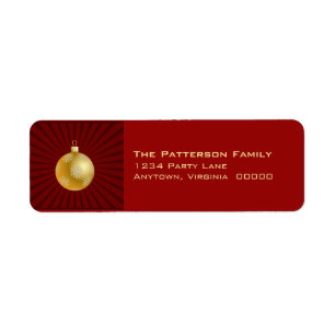 Etiqueta Starburst Stripes Ornament Address Labels, Red