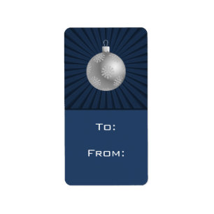 Etiqueta Starburst Stripes Ornament Gift Tag Labels, Blue