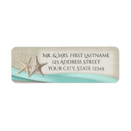 Etiqueta Starfish and Aqua Ribbon