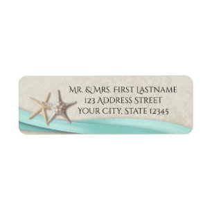 Etiqueta Starfish and Aqua Ribbon