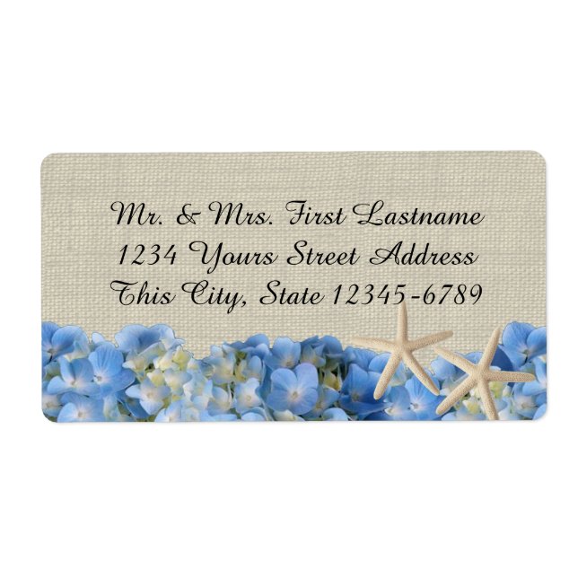 Etiqueta Starfish and Hydrangeas (Frente)