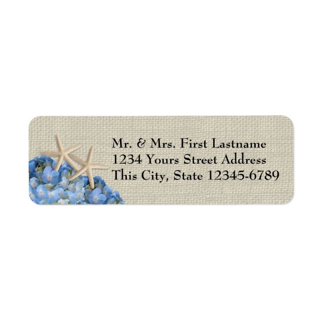 Etiqueta Starfish and Hydrangeas (Frente)