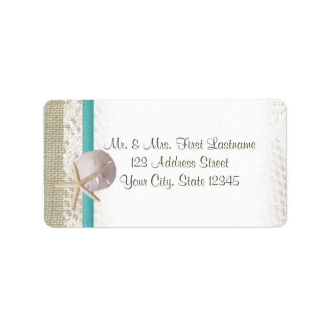 Etiqueta Starfish and Sand Dollar sobre el Verde azulado de (Frente)