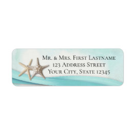 Etiqueta Starfish and Turquoise Ribbon