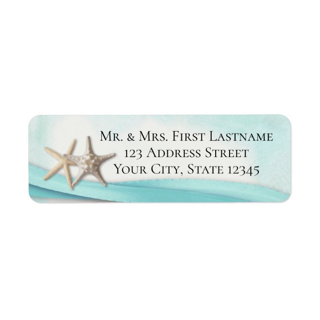Etiqueta Starfish and Turquoise Ribbon (Frente)