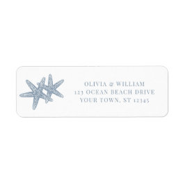 Etiqueta Starfish Beach Wedding Dusty Blue Return Address