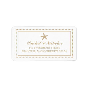 Etiqueta Starfish de oro Tan elegante   Dirección de correo