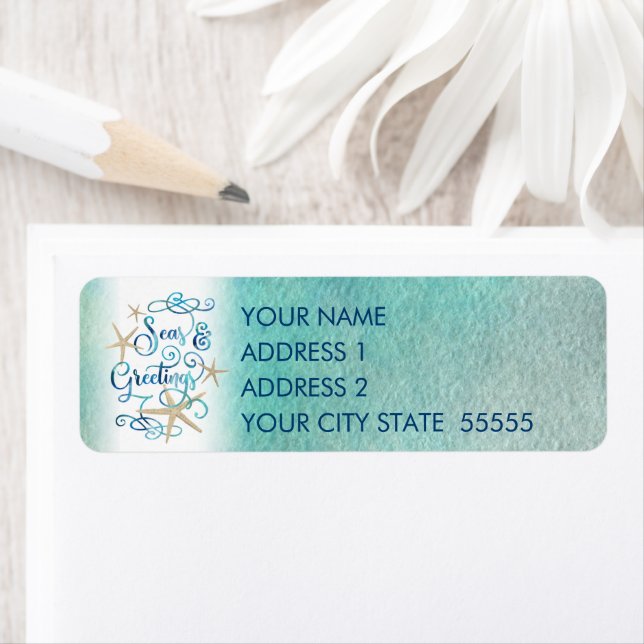 Etiqueta Starfish tropical "SEAson's Greetings" (In situ)