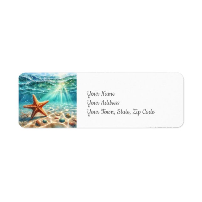 Etiqueta Starfish Under Sea Coastal Beach (Frente)