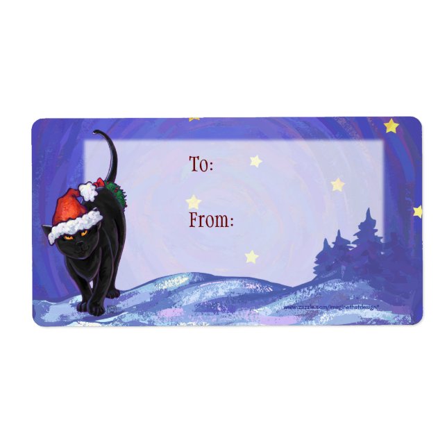 Etiqueta Starry Night Black Cat Navidades (Frente)