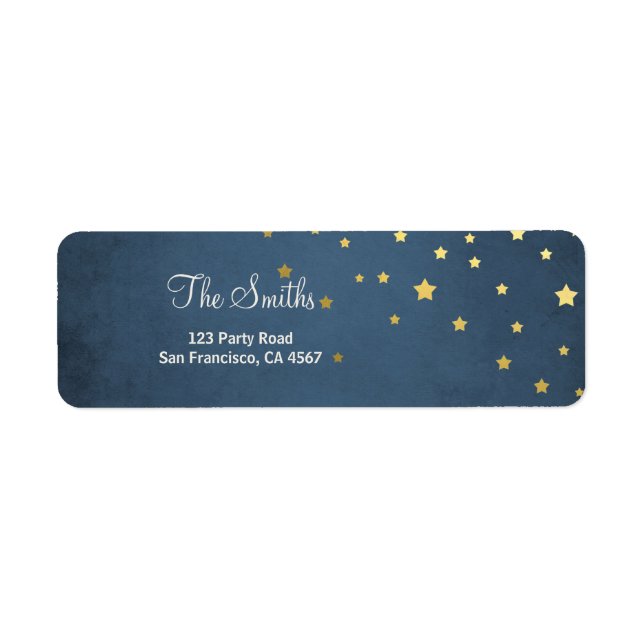Etiqueta Stars Moon Address Labels Gold Baby Ducha Galaxy (Frente)