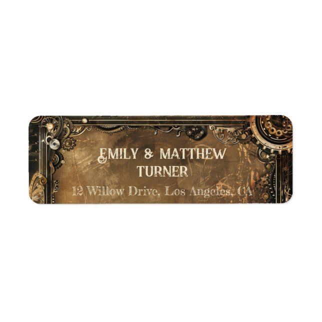 Etiqueta Steampunk Noir Affair Boda (Frente)