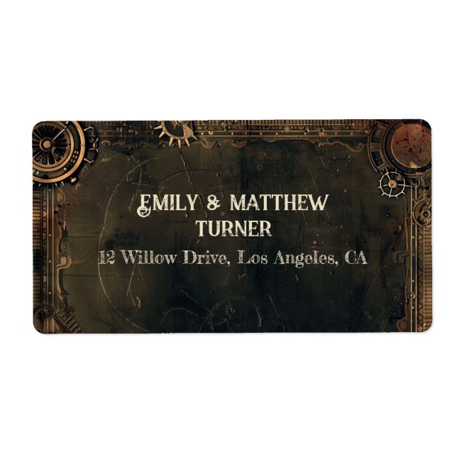 Etiqueta Steampunk Noir Affair Boda (Frente)