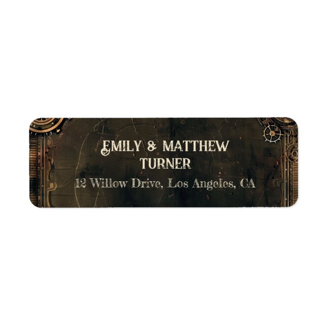 Etiqueta Steampunk Noir Affair Boda (Frente)