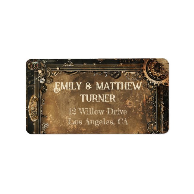 Etiqueta Steampunk Noir Affair Boda (Frente)