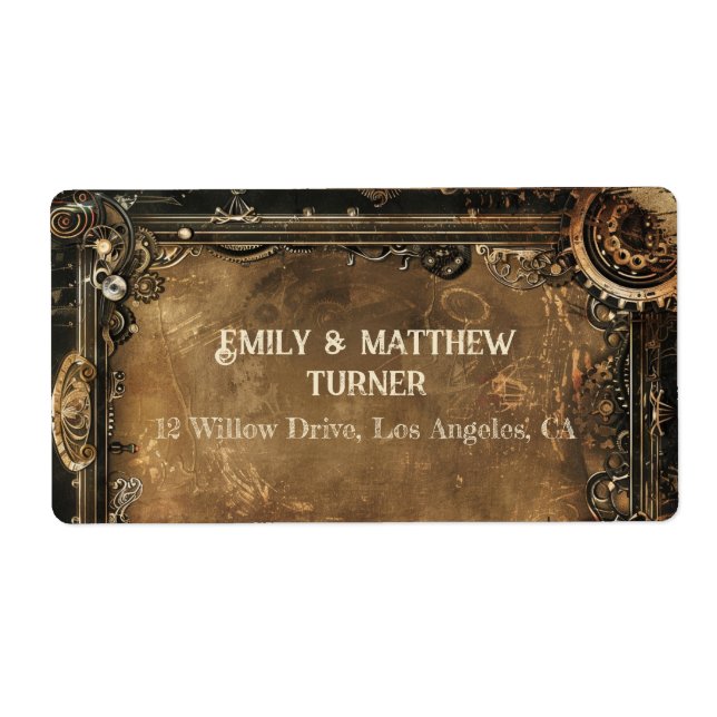 Etiqueta Steampunk Noir Affair Boda (Frente)